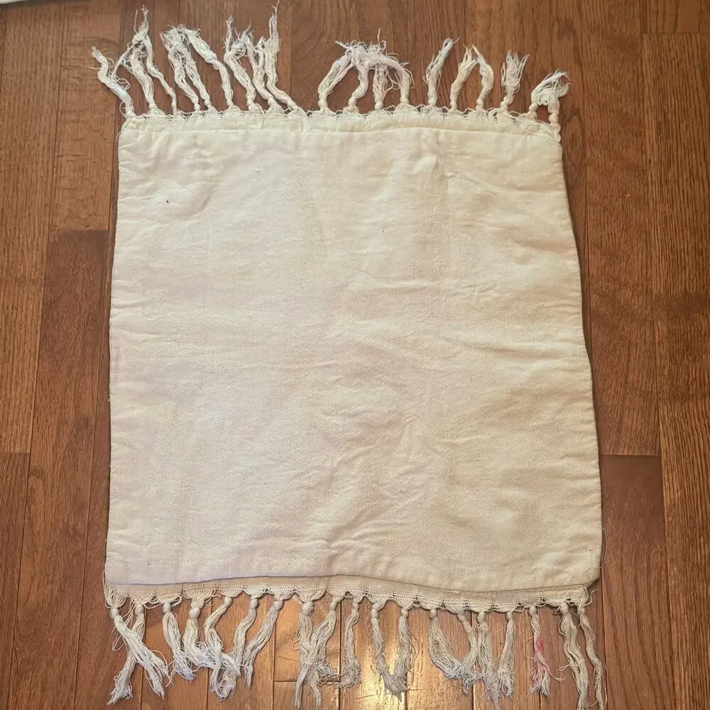 Vintage Handmade Crewel Embroidery Wildlife Bird Scene Fringed Tapestry